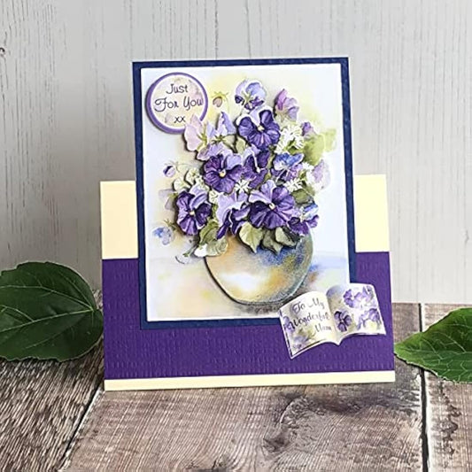 Katy Sue Designs Pretty Flowers 3D Die-Cut Decoupage Sheets for Card Making. A Pack of 24 Sheets of Floral-Themed Die Cuts for Card Making Supplies With Sweet Peas, Corn Poppies, Hydrangeas, & Pansies
