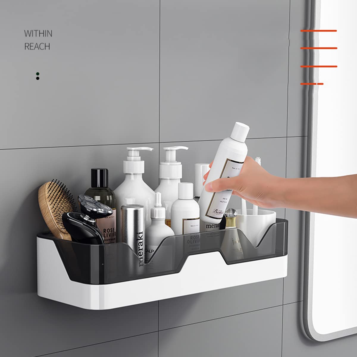 PIGPIGFLY Shower Shelf no Drilling, Plastic Bathroom Shelf, Shower Organiser, Organizer Basket for Shower, Bathroom Shelves, Bathroom Accessory