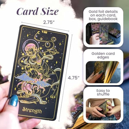 Calmoura Tridevia Tarot Cards with Guide Book (78 Cards) – Rider Waite Tarot Cards with Meanings on Them – Tarot Deck for Beginners