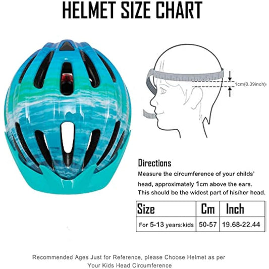 Kids Bike Helmet Exclusky Boys Girls Bike Helmet Adjustable Kids Cycle Helmet 50-57cm, Multi-Sport Kids Helmet Age 5-7-9-10-12, Bicycle Helmet Kids with Visor