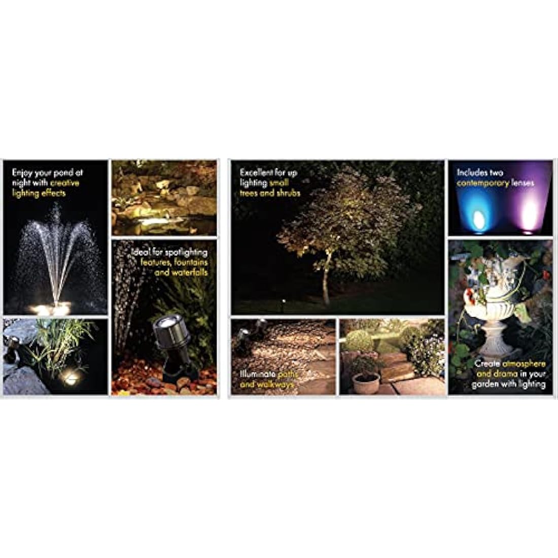 Blagdon Ultra Bright Economical LED Pond and Garden Lights, Fully Submersible, Waterproof, 1 Watt (3 Lights), with Transformer, Cables and Fixings, Black