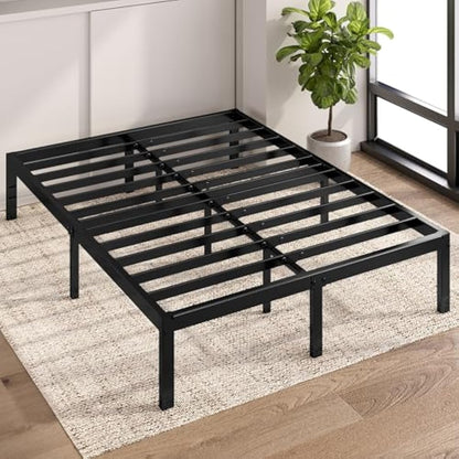 Zinus Elias King size Bed frame - Bed 150 x 200 cm - 36cm Height - Metal Bed frame with underbed storage and steel slat support - Black