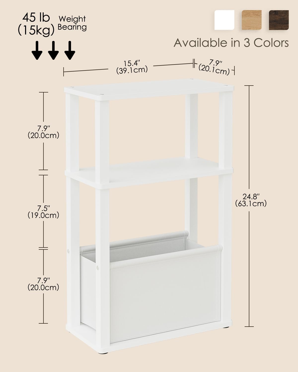 Apetaccat Narrow Side Table for Small Spaces, Slim End Table with Storage Basket, Small Bedside Table for Bedroom