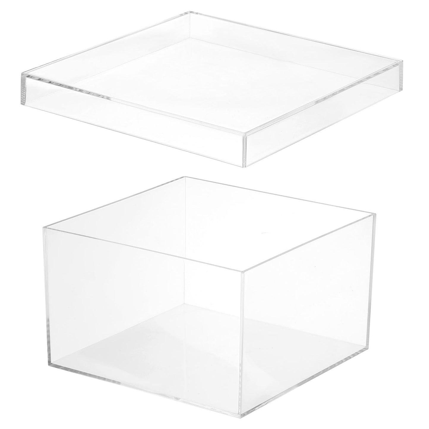PATIKIL Acrylic Box with Lid 7.87" x 7.87" x 4.92", Clear Acrylic Display Boxes Plastic Square Cube Containers Storage Organizer for Candy Tiny