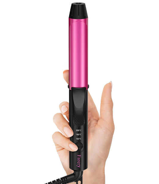 FARERY Dual Voltage Mini Curling Tongs, 25mm Mini Ceramic Curling Iron for Short & Long Hair, Travel Size Curling Wand with 3 Adjustable Temp, Keratin