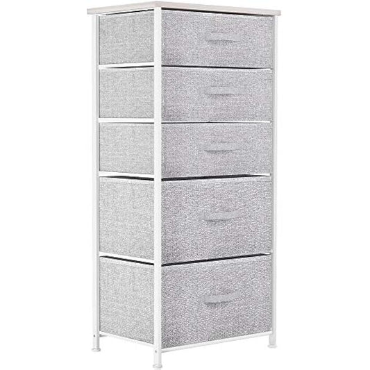 YITAHOME Chest of Drawers, Non-Woven Fabric 5-Drawer Storage Organizer Unit for Bedroom Living Room Closet, Sturdy Steel Frame, Easy Pull Fabric Bins & Wooden Top, Fabric Dresser