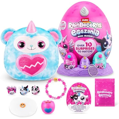 Rainbocorns ZURU Eggzania Mini Mania, Monkey, by ZURU Plush Surprise Unboxing with Animal Soft Toy, Idea for Girls with Imaginary Play (Monkey)