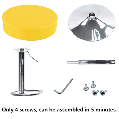 KKTONER Round Bar Stool PU Leather with Footrest Height Adjustable Swivel Pub Chair Home Kitchen Bar stools Backless Stool (Yellow)