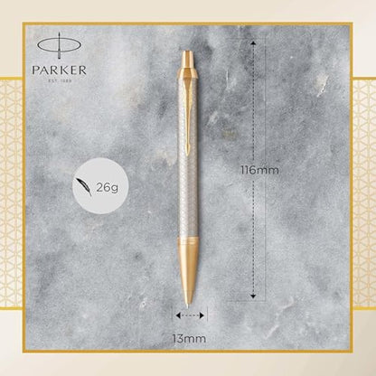Parker IM Ballpoint Pen | Premium Warm Silver | Medium Point Blue Ink | Gift Box
