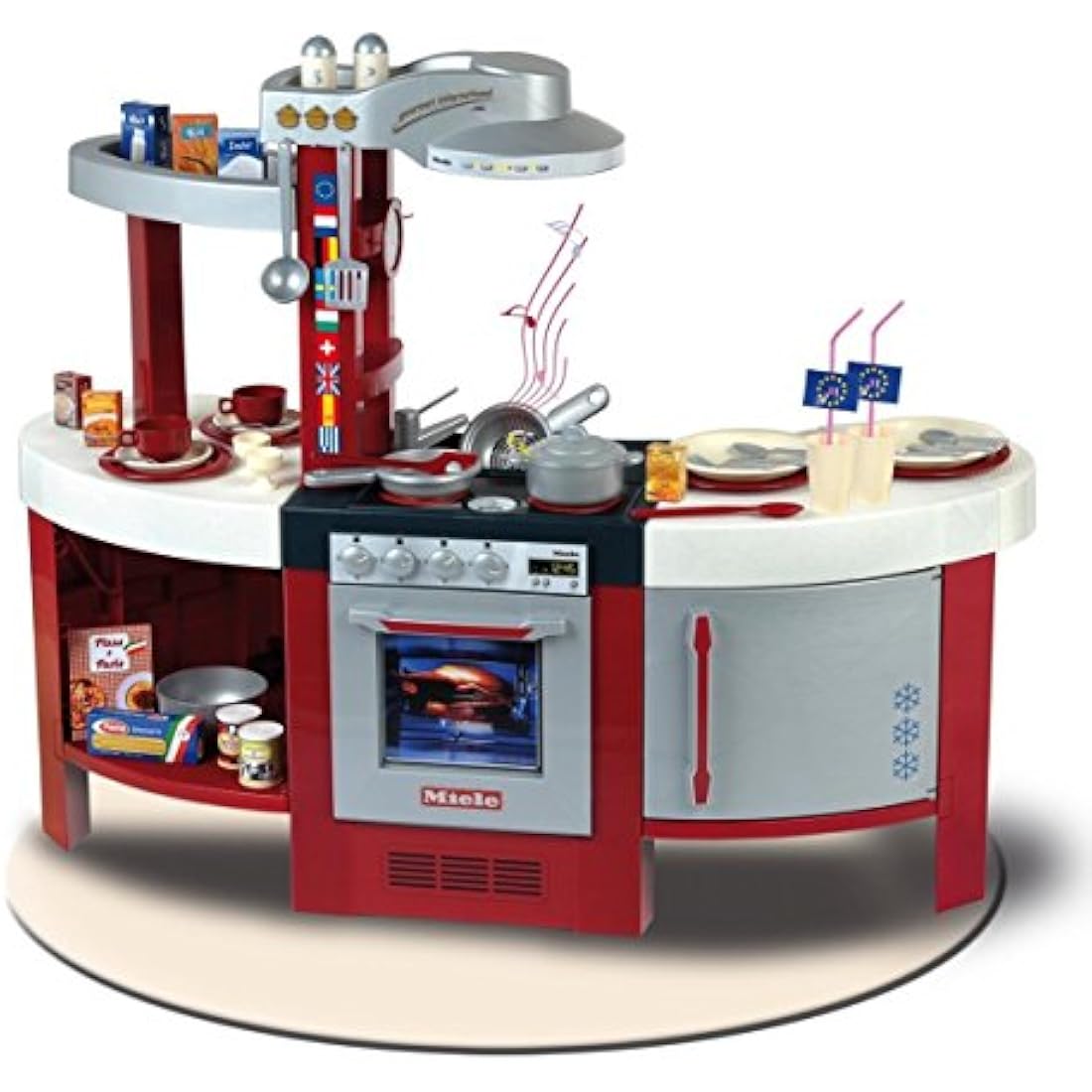 Theo Klein 9155 Miele Gourmet International Kitchen I Play Kitchen Includes Hob with Sound, Oven, Dishwasher and Much More | Dimensions: 120 cm x 43 cm x 95 cm I Toy for Children Aged 3 Years and Up