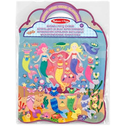 Melissa & Doug Mermaids Puffy Sticker Activity Book – 65 Reusable Stickers with Fold-Out Scenes – Creative Play for Kids Age 4 Plus - FSC Certified