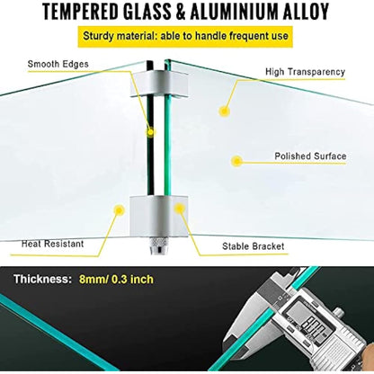 MESIDA 35.5"x15.5"x6" Fire Pit Glass Wind Guard, Tempered Glass Firepit Table Shield, Thick and Sturdy, with Hard Aluminum Corner Bracket