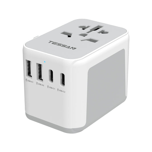 TESSAN Universal Travel Adapter Worldwide with 2 USB C and 2 USB A Ports, Universal Plug Adaptor UK to World, International Adapter for EU, USA, UK,