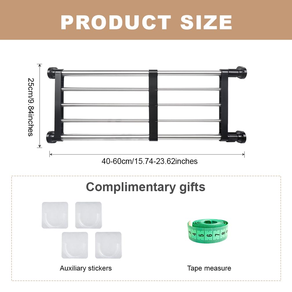 Hershii Expandable Closet Tension Shelf Rod Adjustable Metal Storage Rack Cabinet Organizer DIY Divider Separator Shelves for Wardrobe Cupboard