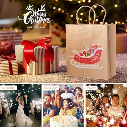 GIFTSAY 30pc Brown Paper Bags with Handles - 15x8x21cm Small Gift Bags for Wedding, Party Favors, Grocery, Retail & Birthday