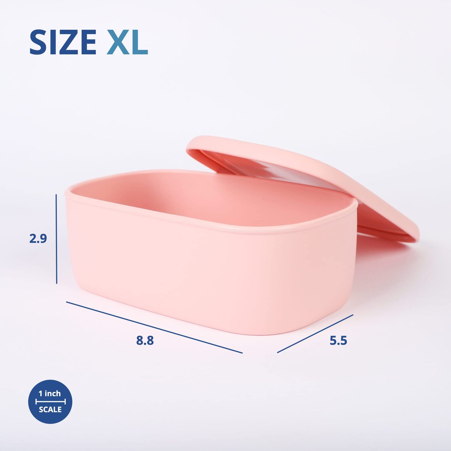 BLUE GINKGO Large Silicone Container - Large Silicone Food Storage Container with Lid | BPA Free, Airtight, Dishwasher and Freezer Safe (47oz) - Pink