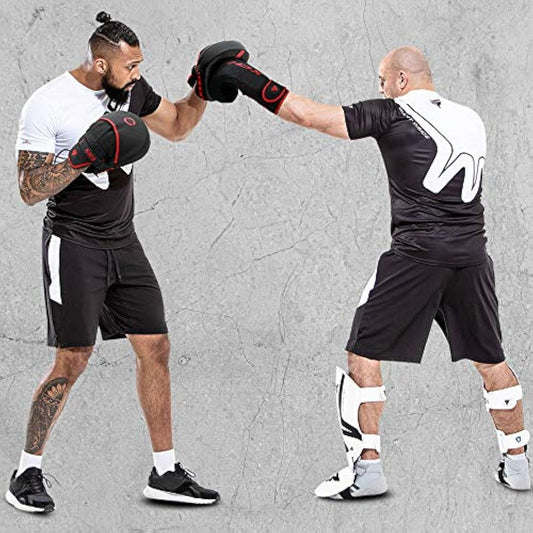 RDX Boxing Pads Curved Focus Mitts, Maya Hide Leather KARA Hook and jab Training Pads, Adjustable Strap Ventilated, MMA Muay Thai Kickboxing Coaching Martial Arts Punching Hand Target Strike Shield