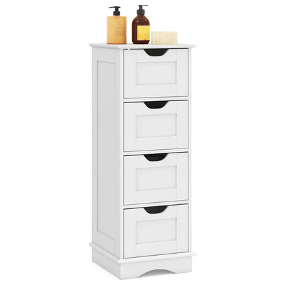 RELAX4LIFE Bathroom Floor Cabinet, Wooden Side Cabinet Narrow Storage Cupboard with 2/4 Drawers