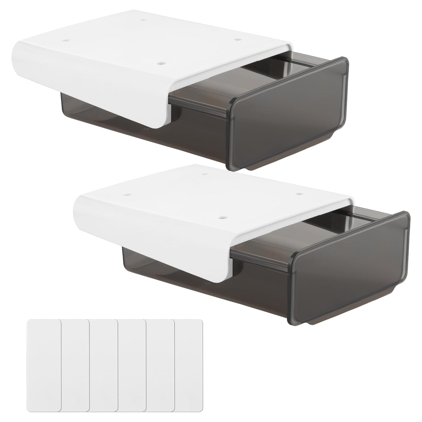 ASelected 2 Pack Under Desk Drawer, Self-Adhesive Under Desk Drawer Storage Box, Pop-up Hidden Under Desk Drawer for Office School Home Craft Room