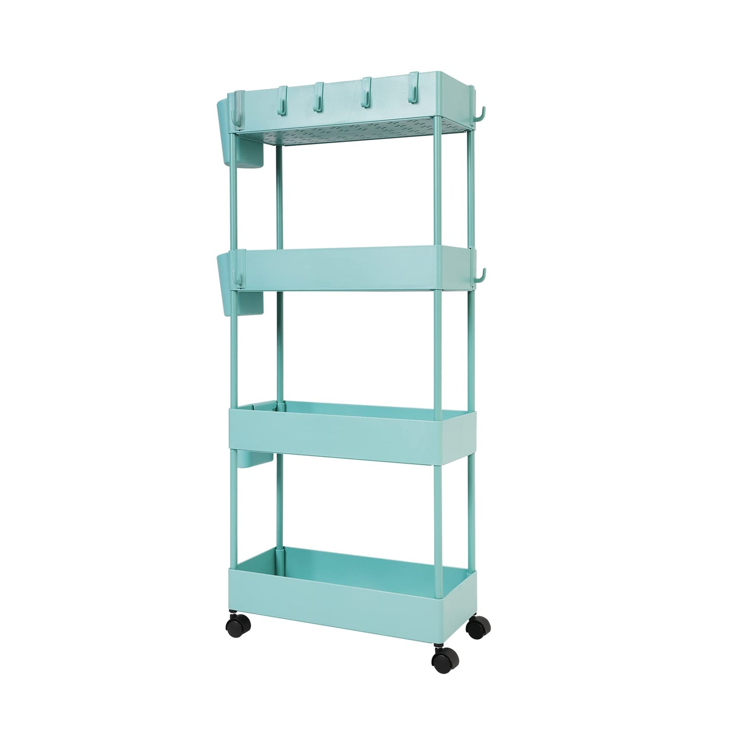 JAKAGO Slide Out Storage Cart Slim Rolling Trolley, Storage Rack Utility
