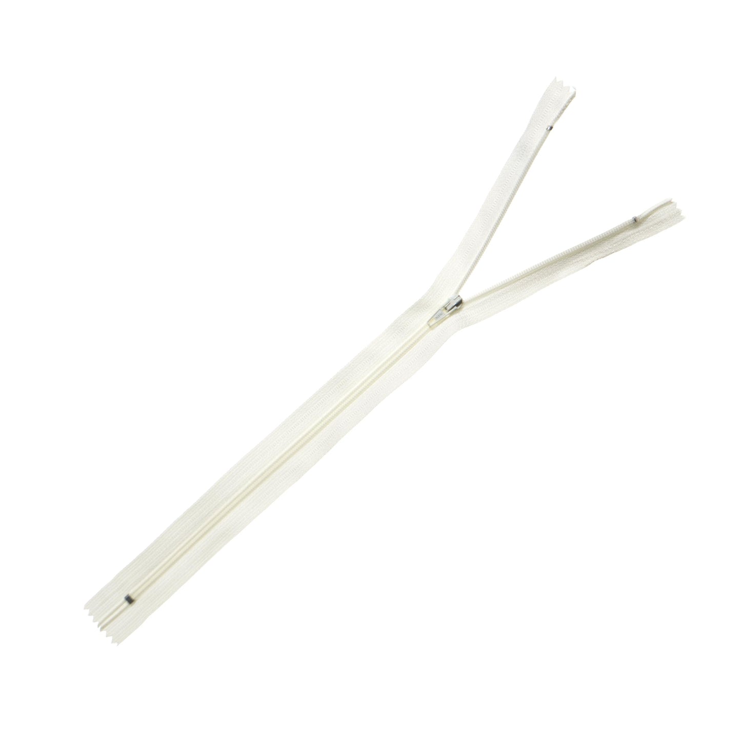 Trimz 30cm (~12inch) Cream one Way end Stop Zip with 4mm Teeth 1 Pc, Polyester, 30 cm
