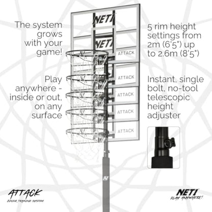 NET1 Attack Youth Portable Basketball System, White