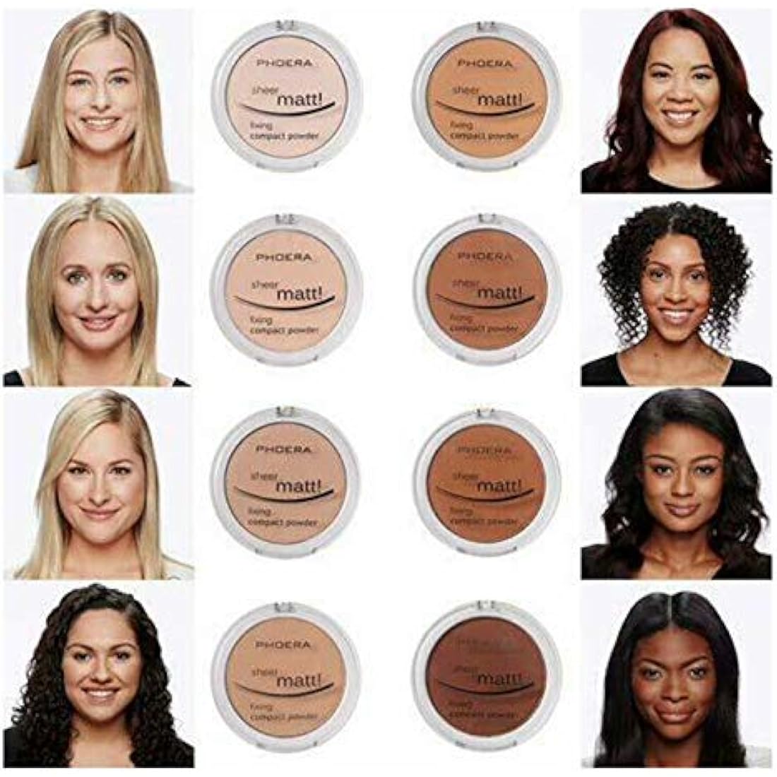 AQUAPURITY - PHOERA Sheer Matte Fixing Powder Makeup Base Fixer Setting Powder Foundation Fixing Compact Pressed Powder Long Lasting Make Up Fixer Skin Vitamin E Beauty Blender (201 Translucent)