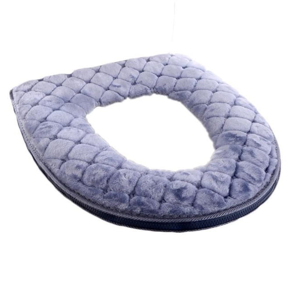 Soft Toilet Seat Cushion Washable and Comfortable Toilet Seat Cover Pads Reusable Thicker Warmer Cover Pads with Zipper (Gray)
