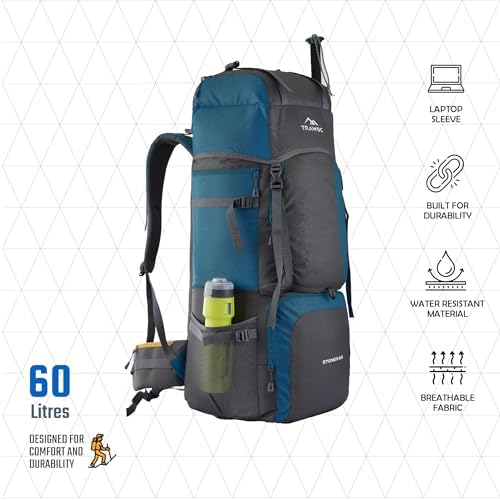 TRAWOC STONEX 60 Ltr Travel Backpack Trekking Rucksack bag for Men & Women Travel Bag Hiking Backback, HK001