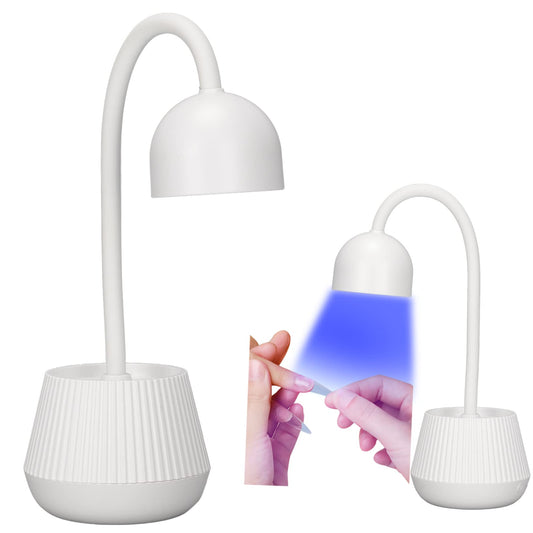 Socobeta 24W LED Nail Polish Curing Lamp, 365nm 405nm 360? Rotatable Gooseneck USB Plug-in Nail Gel Dryer White UV Lights for Nails