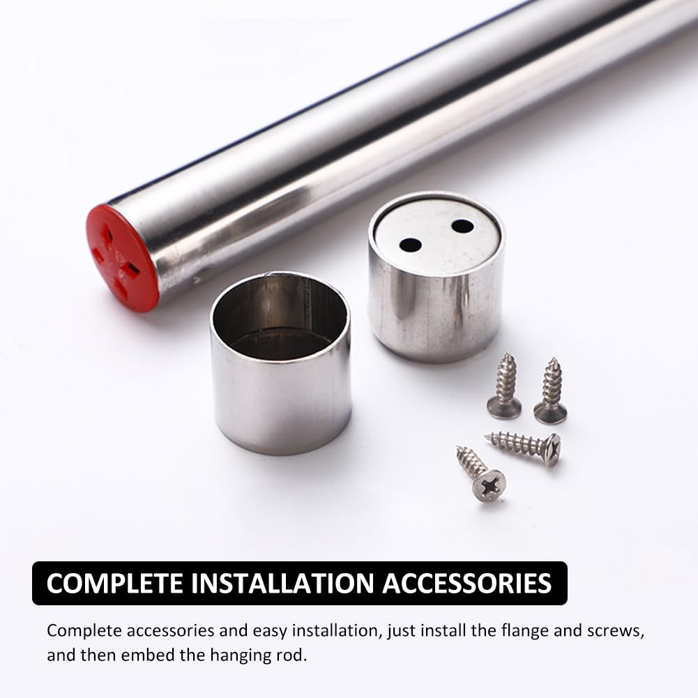 Extendable Stainless Steel Wardrobe Rail 31-51 cm, Adjustable Clothes Rail Pole, Extendable Clothes Rail for Cupboard