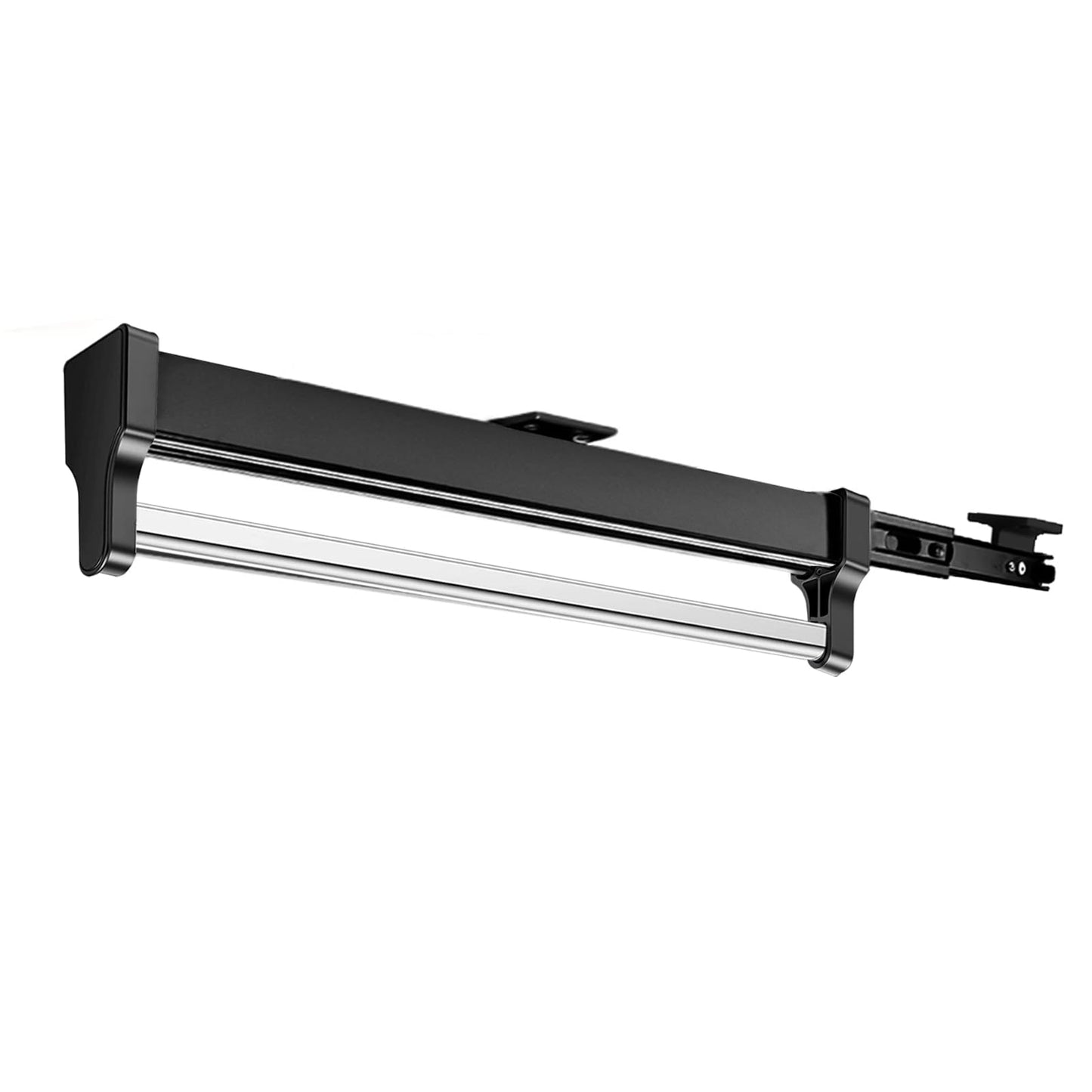 Pull Out Clothes Hanger Rail Rack, Adjustable Heavy Duty Steel Clothes Storage Hanger Rack Bar for Wardrobe (Black 397mm)