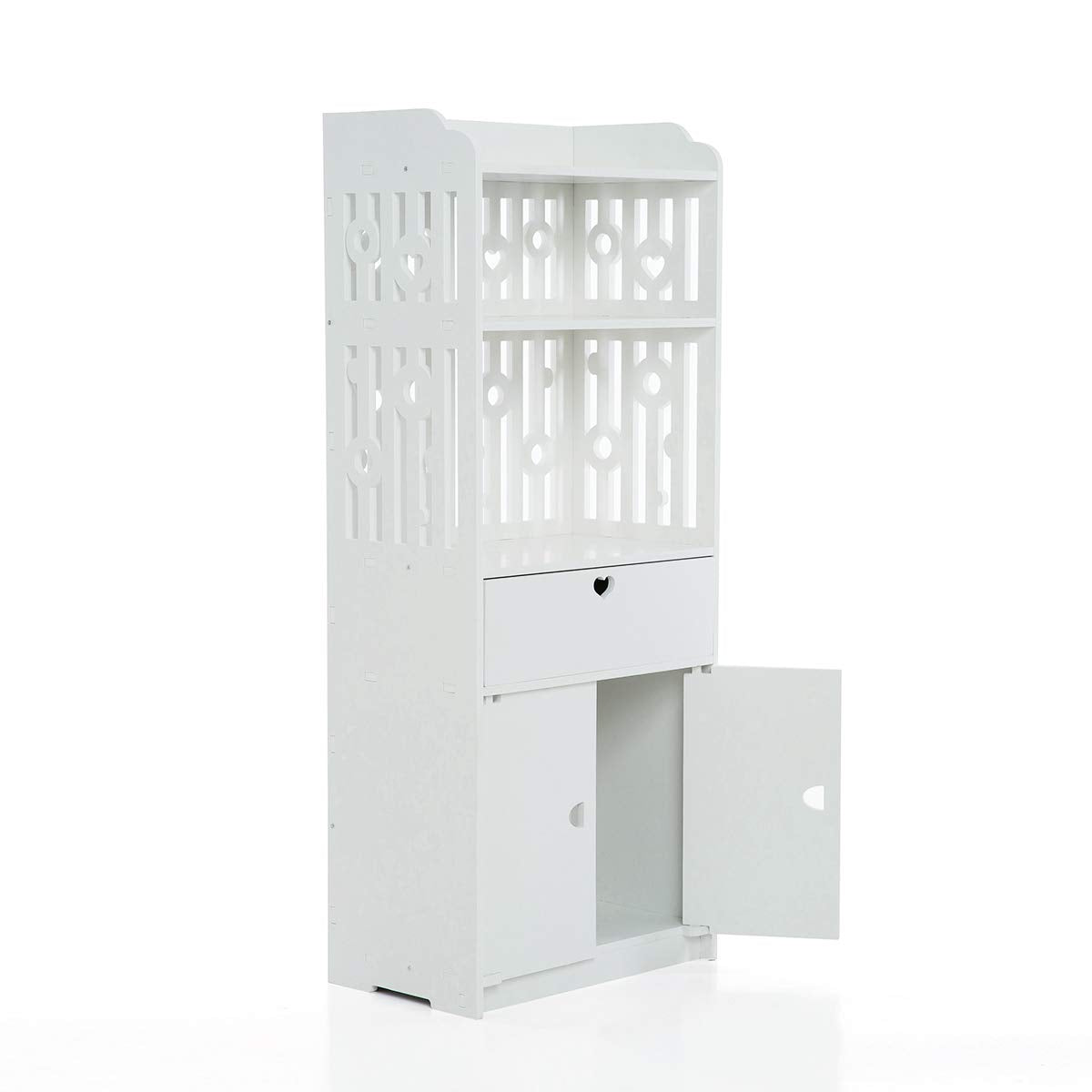[100x40x25cm XXL]Waterproof Bathroom Storage Cabinet Floor Standing Organizer Rack Bookcase Shelf White Bathroom Decor Furniture for Living Room