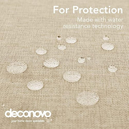 Deconovo Faux Linen Tablecloth Water Resistant Tablecloths Rectangular Wipeable Tablecloth for Children Beige 150x240cm(59x95in)