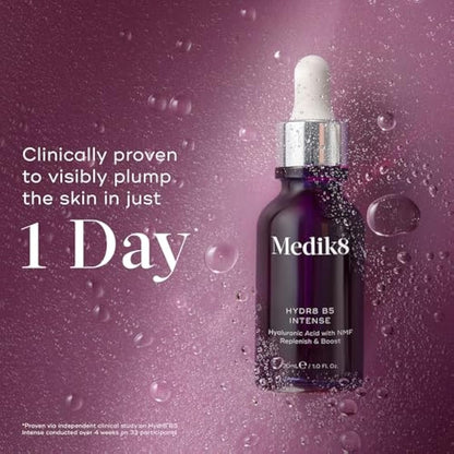 Medik8 Hydr8 B5 Intense - Supercharged Multi-Weight Hyaluronic Acid Serum - Replenishes, Smooths & Plumps Skin - Ideal For Normal to Dry Skin Types - 30ml