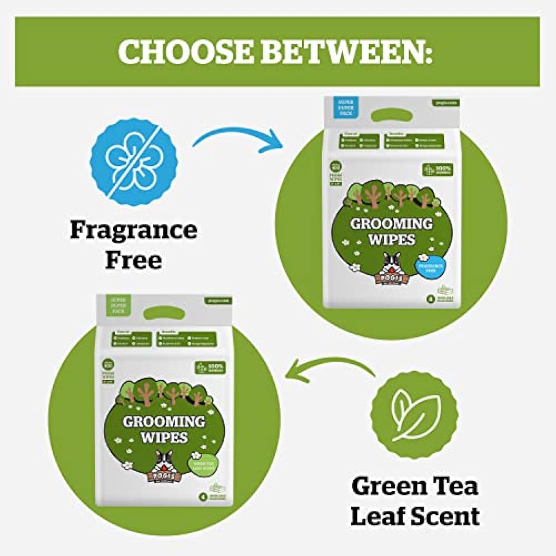 Pogi’s Dog Wipes – Plant-Based, Hypoallergenic Wipes for Dogs and Puppies – Green Tea Scented, 400-Count
