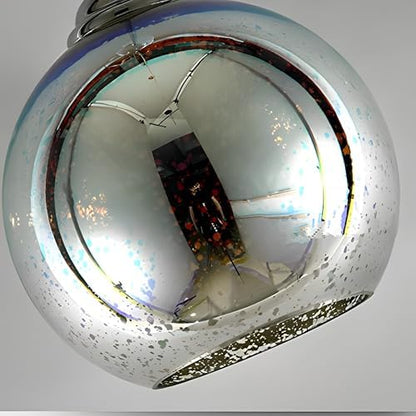 KRUIHAN 3D Firework Light Glass Pendant Light Shade Hanging Ceiling Lights E27 Base Coloured Chandelier for Bedroom,Living Room,Kitchen,25CM(Silver)