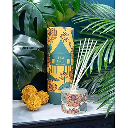 150ml Glass Reed Diffuser With Thai Lotus Flower Scent | Home Fragrance Reed Diffuser Set | Scented Oil Room Diffuser - Aroma Gift