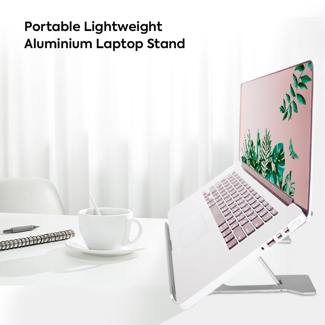 Deflecto Portable Lightweight Aluminium Laptop Stand suitable for laptops up to 17" in Silver