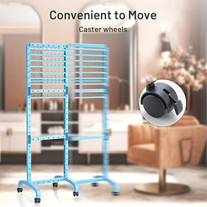Yumkfoi Adjustable Braiding Rack 160 Pegs, Double-Sided Standing Holder for Hair, Adjustable Height With Wheels, Separator Stand Extension Holder for Stylists