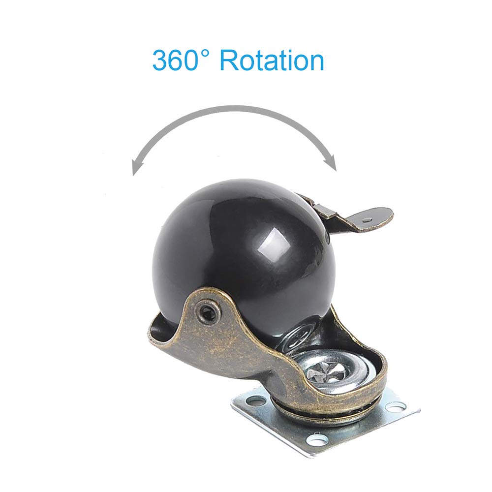 4 Pack, Youngine Antique Ball Caster Wheels Ball Swivel Plate Caster with 360°Rotation for Furniture Ottoman Sofa Cabinets Wheelchairs (2inch)