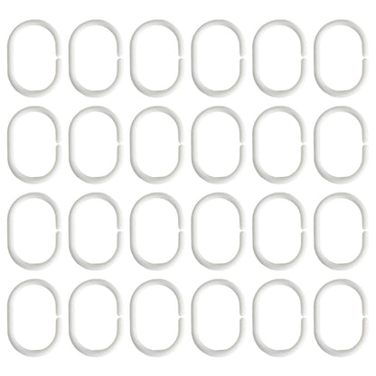 Armo® 24 x Plastic C Shaped Shower Curtain Hooks White Bathroom Rod Shower Hooks Rings 24 Pack
