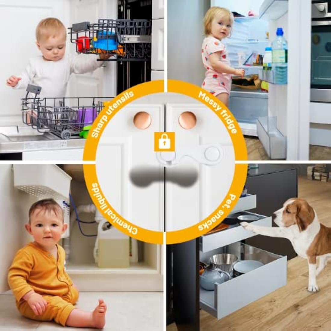 TRILINK Cupboard Locks for Children 10 Pack, Baby Proof Child Safety Cupboard Locks, Child Locks for Cabinets Drawer Door, Fridge Locks for Kids, Strong Adhesive Baby Locks for Kitchen Furniture