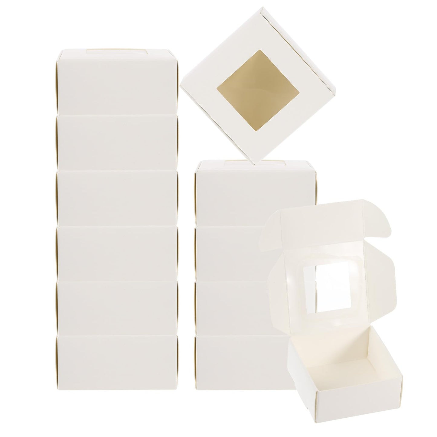 PATIKIL 2.5"x2.5"x1" Paper Soap Box with Window, 30 Pack Homemade Soap Boxes Square Presents Packaging Boxes for Birthday Christmas DIY Craft, White