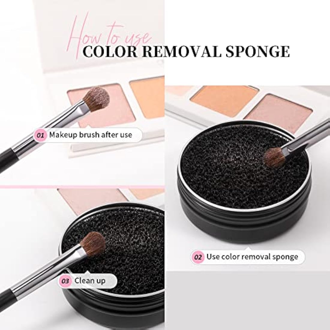 DUcare Makeup Brush Cleaner 2Pcs Brush Cleaner Solid Soap Cleanser & Color Removal Sponge - Easy to Clean Brushes Removes Shadow Color