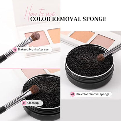 DUcare Makeup Brush Cleaner 2Pcs Brush Cleaner Solid Soap Cleanser & Color Removal Sponge - Easy to Clean Brushes Removes Shadow Color