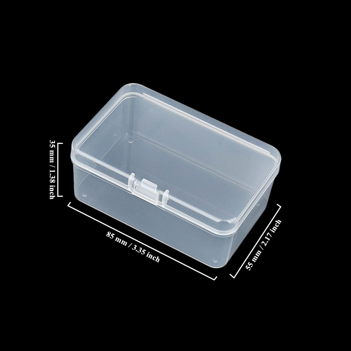 Thintinick 20 Pack Rectangular Clear Plastic Storage Containers Box with Hinged Lid for Beads and Other Small Craft Items 3.35 x 2.17 x 1.38 inch
