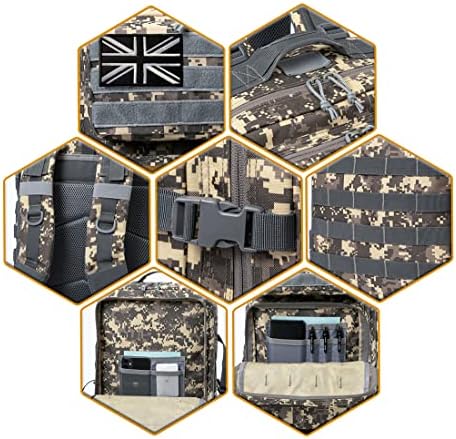 QT&QY 45L Military Tactical Backpacks Molle Army Assault Pack 3 Day Bug Out Bag Hiking Treeking Camouflage Hunting Rucksack