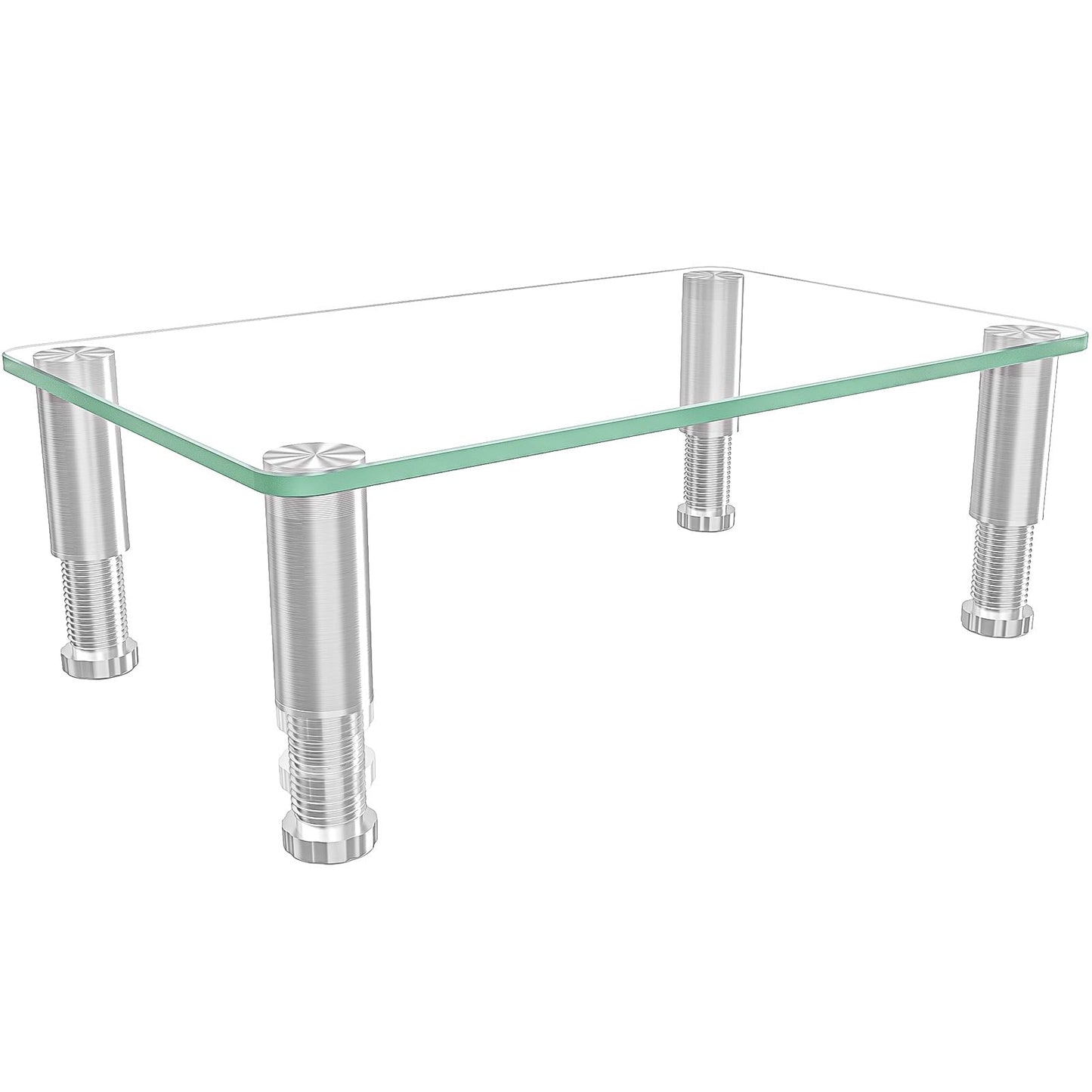 Hemudu Clear Tempered Glass Computer Monitor Riser with Height Adjustable Multi Media Desktop Stand for Flat Screen LCD LED TV