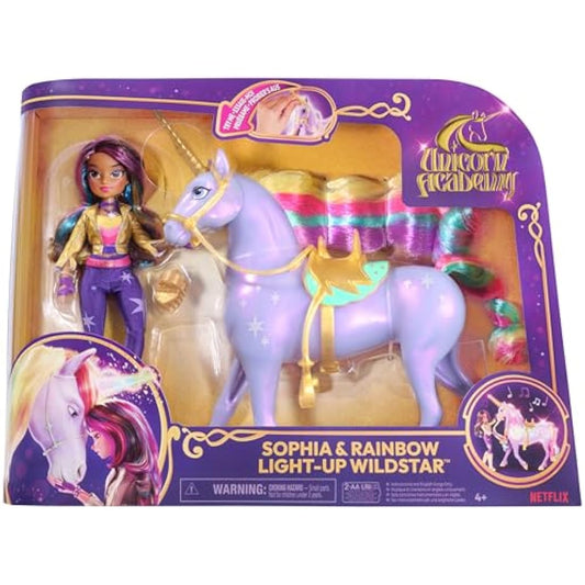 Unicorn Academy, Sophia & Interactive Rainbow Light-up Wildstar Unicorn Toy with Lights, Sounds and Music, Dolls and Unicorn Toys for Girls Aged 4 and up